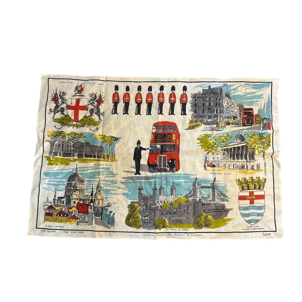 Marshall & Snelgrove Ulster Fast Colours Pure Irish Linen Tea Towel London Print